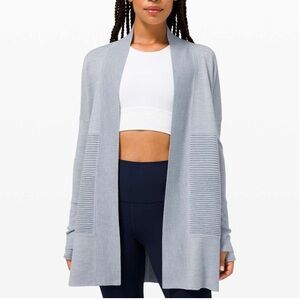 Lululemon Sit In Lotus Wrap II Cardigan Merino Wool Heathered Chambray